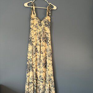 Reformation Women's White and Blue Dress